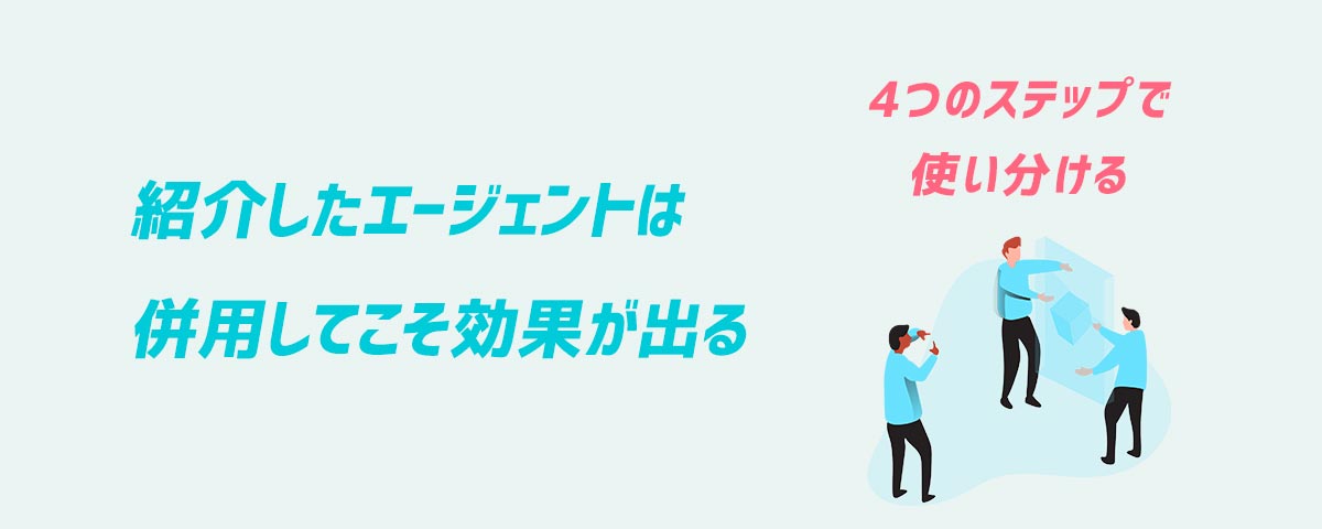 紹介したエージェントは併用してこそ効果が出る|4つのステップで使い分ける